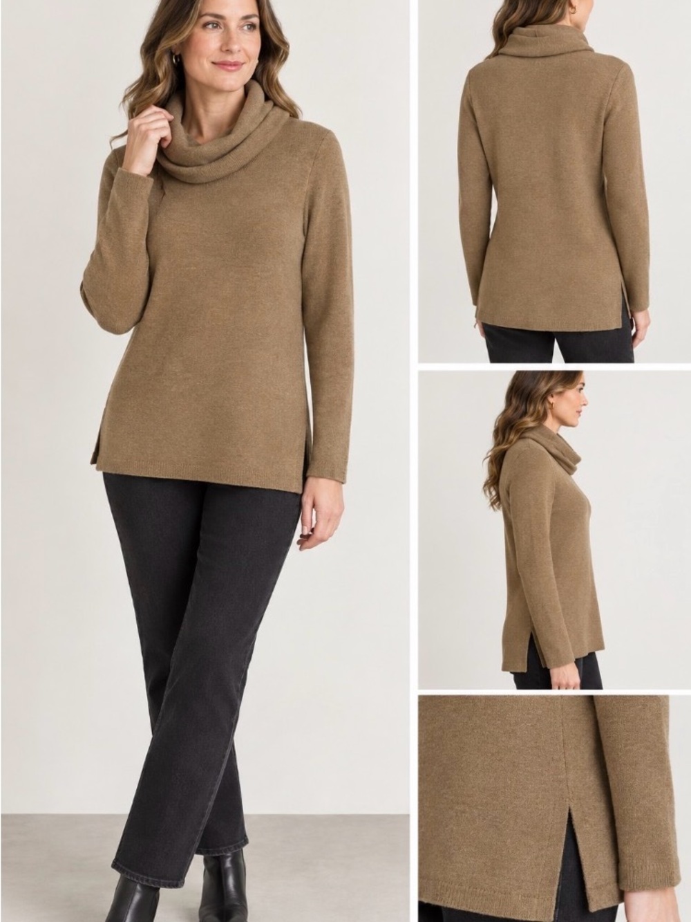 Caslon Camel Cowl Neck Sweater. Size L